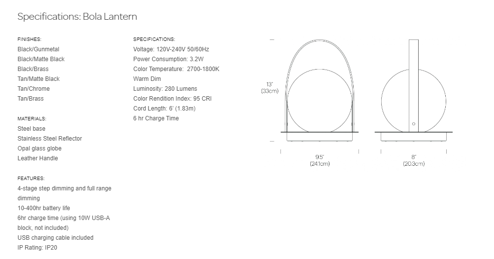 Bola Lantern Lampe Portable Pablo Designs Lumière Batterie